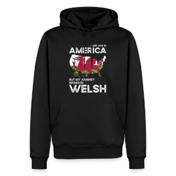 Geboren in Walisisch Wales Amerikanisch USA - Männer Premium Bio Hoodie - Schwarz - Vorne - Nico (187cm)