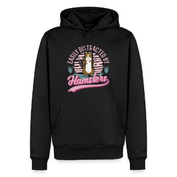 Facilement distrait par les hamsters Goldhamster - Sweat à capuche Premium bio Homme - noir - Devant - Nico (187cm)