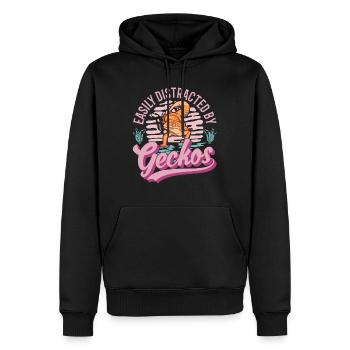 Easily distracted by Geckos Leopardgecko - Männer Premium Bio Hoodie - Schwarz - Vorne - Nico (187cm)