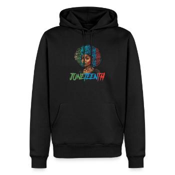 Juneteenth BLM Schwarz Stolz Frau Stark Schwarze - Männer Premium Bio Hoodie - Schwarz - Vorne - Nico (187cm)