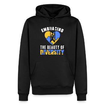 Welt-Down-Syndrom-Tag Bewusstsein für Vielfalt - Männer Premium Bio Hoodie - Schwarz - Vorne - Nico (187cm)