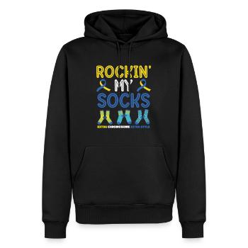 Welt-Down-Syndrom-Tag Awareness Rocking Socks - Männer Premium Bio Hoodie - Schwarz - Vorne - Nico (187cm)