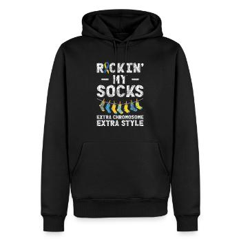 Welt-Down-Syndrom-Tag Awareness Rocking Socks - Männer Premium Bio Hoodie - Schwarz - Vorne - Nico (187cm)