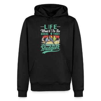 Cadeau de perruche Welli cockatiel - Sweat à capuche Premium bio Homme - noir - Devant - Nico (187cm)