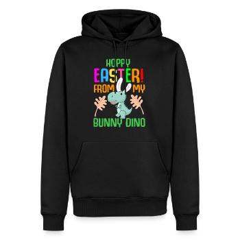 Easter T-rex Dinosaur Rabbit Easter Holiday - Men’s Premium Organic Hoodie - black - Front - Nico (187cm)
