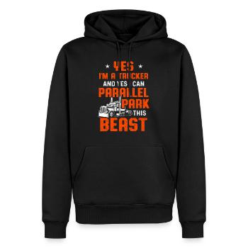 Lkw-Fahrer Trucker Driving - Männer Premium Bio Hoodie - Schwarz - Vorne - Nico (187cm)