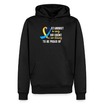Journée mondiale du syndrome de Down : des énigmes pour - Sweat à capuche Premium bio Homme - noir - Devant - Nico (187cm)
