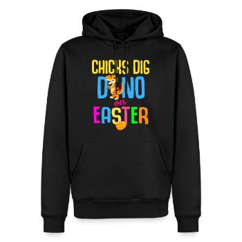 Easter T-rex Dinosaur Rabbit Easter Holiday - Men’s Premium Organic Hoodie - black - Front - Nico (187cm)