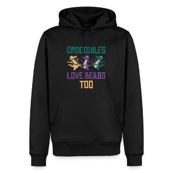 Mardi Gras Carnaval Crocodile Perles Faune - Sweat à capuche Premium bio Homme - noir - Devant - Nico (187cm)