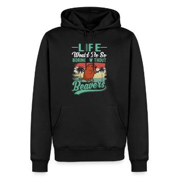 Biber Geschenk Biberdamm - Männer Premium Bio Hoodie - Schwarz - Vorne - Nico (187cm)