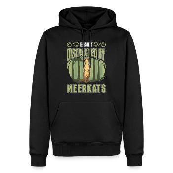 Easily distracted by Meerkat - Männer Premium Bio Hoodie - Schwarz - Vorne - Nico (187cm)