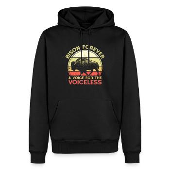 Weltnaturschutztag Retro-Bison Wildlife Tierschutz - Männer Premium Bio Hoodie - Schwarz - Vorne - Nico (187cm)