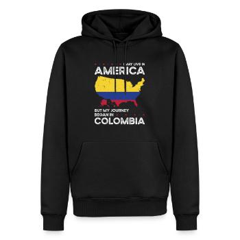 Né: Colombien, Colombien, Américain, États-Unis - Sweat à capuche Premium bio Homme - noir - Devant - Nico (187cm)