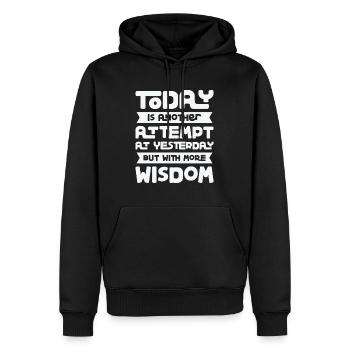 Motivationsweisheit Motivator Wissen - Männer Premium Bio Hoodie - Schwarz - Vorne - Nico (187cm)