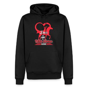 Saint-Valentin Equitation Love Horse Silhouette - Sweat à capuche Premium bio Homme - noir - Devant - Nico (187cm)