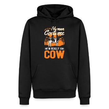 Costume de vache Éleveur de bovins - Sweat à capuche Premium bio Homme - noir - Devant - Nico (187cm)