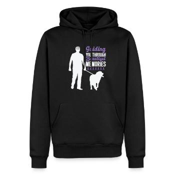 Sensibilisation à la maladie d’Alzheimer Pet Purple Ribbon Pattes - Sweat à capuche Premium bio Homme - noir - Devant - Nico (187cm)