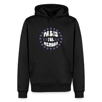 Sensibilisation à la maladie d’Alzheimer Pet Purple Ribbon Pattes - Sweat à capuche Premium bio Homme - noir - Devant - Nico (187cm)