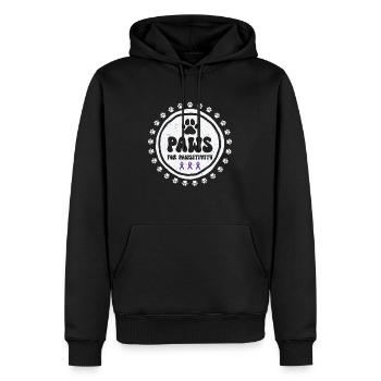 Sensibilisation à la maladie d’Alzheimer Pet Purple Ribbon Pattes - Sweat à capuche Premium bio Homme - noir - Devant - Nico (187cm)
