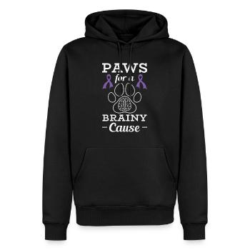 Alzheimer's Awareness Pet Purple Ribbon Paws - Men’s Premium Organic Hoodie - black - Front - Nico (187cm)