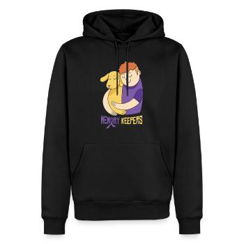 Sensibilisation à la maladie d’Alzheimer Pet Purple Ribbon Pattes - Sweat à capuche Premium bio Homme - noir - Devant - Nico (187cm)