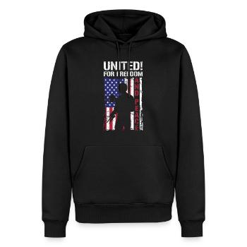 USA Independence Military Heroes Soldier Freedom - Men’s Premium Organic Hoodie - black - Front - Nico (187cm)