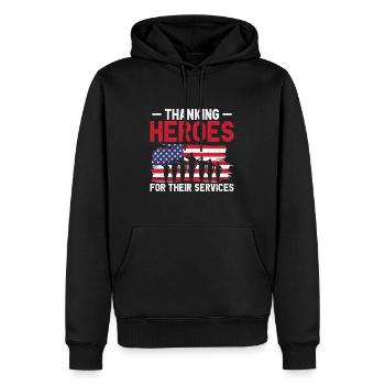 USA Independence Military Heroes Soldier Freedom - Men’s Premium Organic Hoodie - black - Front - Nico (187cm)