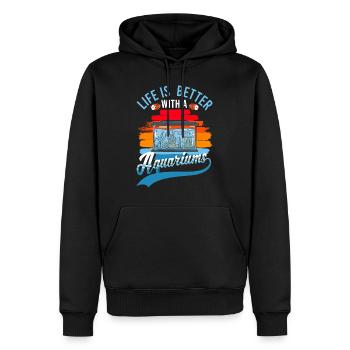La vie est meilleure avec un aquarium - Sweat à capuche Premium bio Homme - noir - Devant - Nico (187cm)