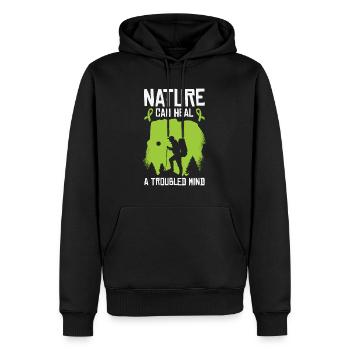 Santé mentale Nature Environnement - Sweat à capuche Premium bio Homme - noir - Devant - Nico (187cm)