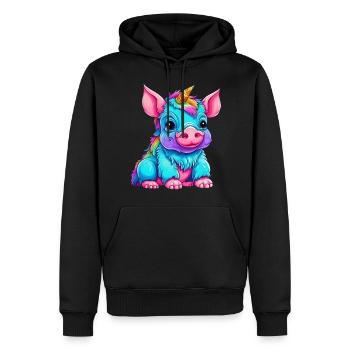 Fusion von Schwein und Einhorn - Regenbogen Design - Männer Premium Bio Hoodie - Schwarz - Vorne - Nico (187cm)