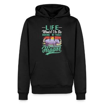 Hippo Cadeau Hippo Hippo Hippo - Sweat à capuche Premium bio Homme - noir - Devant - Nico (187cm)
