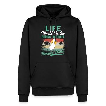 Indian Running Duck Gift Running Duck - Men’s Premium Organic Hoodie - black - Front - Nico (187cm)