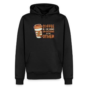 Ambition Goal Coffee Lovers Motivational Quotes - Men’s Premium Organic Hoodie - black - Front - Nico (187cm)