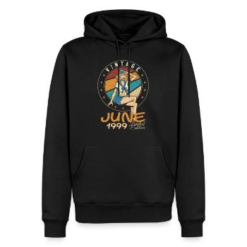 Millésime 1999 - Né en Juin 1999 - Sweat à capuche Premium bio Homme - noir - Devant - Nico (187cm)