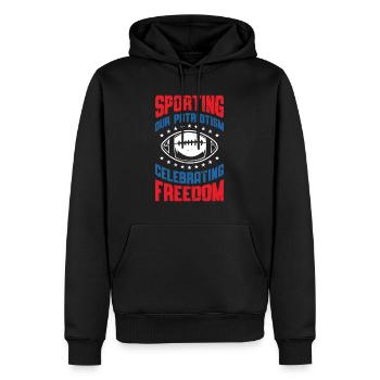 USA Unabhängigkeit Amerikanische Flagge Freiheit - Männer Premium Bio Hoodie - Schwarz - Vorne - Nico (187cm)
