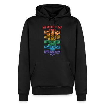 LGBT Pride equality no human is illegal - Men’s Premium Organic Hoodie - black - Front - Nico (187cm)
