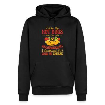 Chili Dog Hot Dog Saucisse Restauration rapide - Sweat à capuche Premium bio Homme - noir - Devant - Nico (187cm)