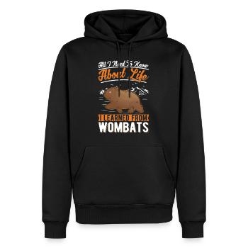 Wombat Australien - Männer Premium Bio Hoodie - Schwarz - Vorne - Nico (187cm)