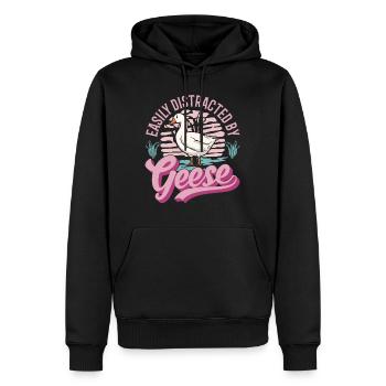 Easily distracted by Geese Gänsezüchter Gänse - Männer Premium Bio Hoodie - Schwarz - Vorne - Nico (187cm)