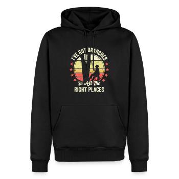 Arboriculteur, coupe-arbres, tronçonneuse, bûcheron - Sweat à capuche Premium bio Homme - noir - Devant - Nico (187cm)
