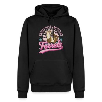 Facilement distrait par le furet de furet - Sweat à capuche Premium bio Homme - noir - Devant - Nico (187cm)
