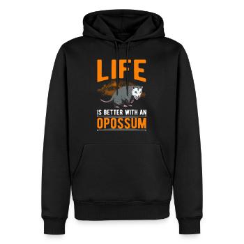 La vie est meilleure avec un opossum - Sweat à capuche Premium bio Homme - noir - Devant - Nico (187cm)