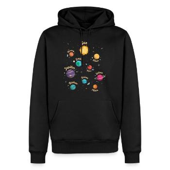 Connaissances spatiales sur les planètes du système solaire pour les enfants - Sweat à capuche Premium bio Homme - noir - Devant - Nico (187cm)