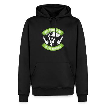 Arboriculteur, coupe-arbres, tronçonneuse, bûcheron - Sweat à capuche Premium bio Homme - noir - Devant - Nico (187cm)