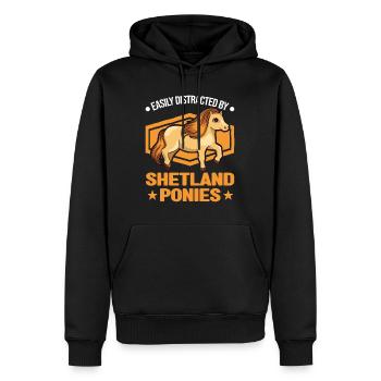 Easily distracted by Shetland Ponies Shetty - Männer Premium Bio Hoodie - Schwarz - Vorne - Nico (187cm)