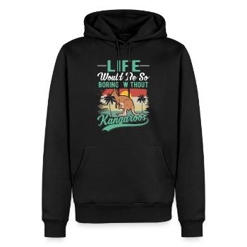 Kangourou australien Kangourou australien - Sweat à capuche Premium bio Homme - noir - Devant - Nico (187cm)