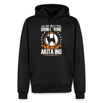 Akita Inu und Wein - Männer Premium Bio Hoodie - Schwarz - Vorne - Nico (187cm)