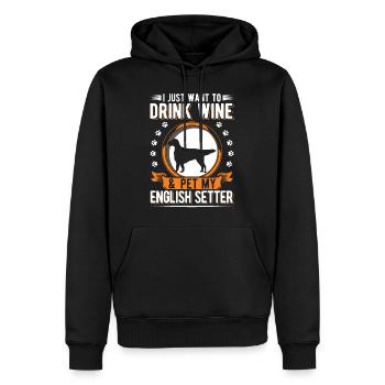 Setter anglais et Wine English Setter - Sweat à capuche Premium bio Homme - noir - Devant - Nico (187cm)