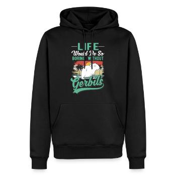 Gerbille Cadeau Rat de course mongol Gerbille - Sweat à capuche Premium bio Homme - noir - Devant - Nico (187cm)