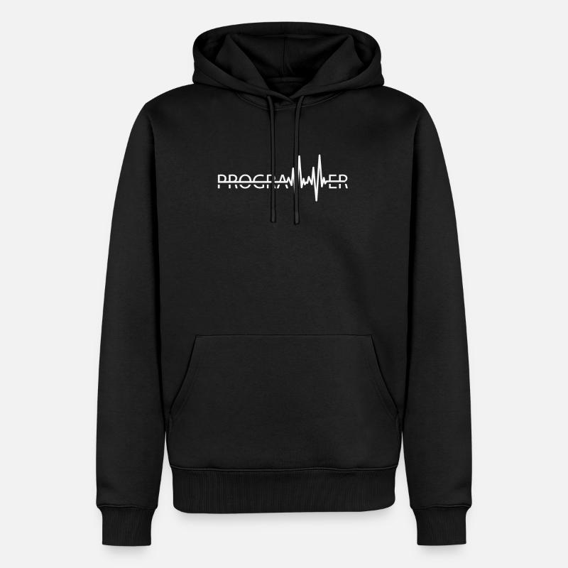 Programmierer Heartbeat Programmierung Coder - Männer Premium Bio Hoodie - Schwarz
